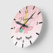 Horloge Ronde Pink Dripping Glitter (Angle)