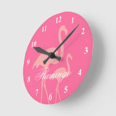 Horloge Ronde Pink flamingo bird wall clock with custom (Angle)