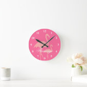 Horloge Ronde Pink flamingo bird wall clock with custom (Maison)
