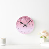 Horloge Ronde Pink Glitter Drips Graphic (Maison)
