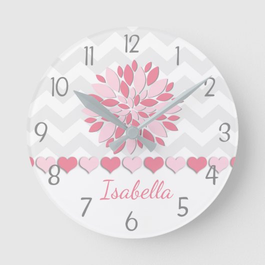 Horloge Ronde Pink Grey Dahlia (Recto)