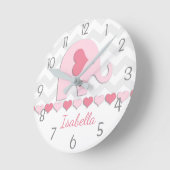 Horloge Ronde Pink Grey Elephant Wall (Angle)