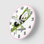 Horloge Ronde Pink Grey Panda Bear Nursery Wall Clock (Angle)