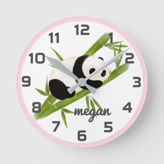 Horloge Ronde Pink Grey Panda Bear Nursery Wall Clock (Recto)