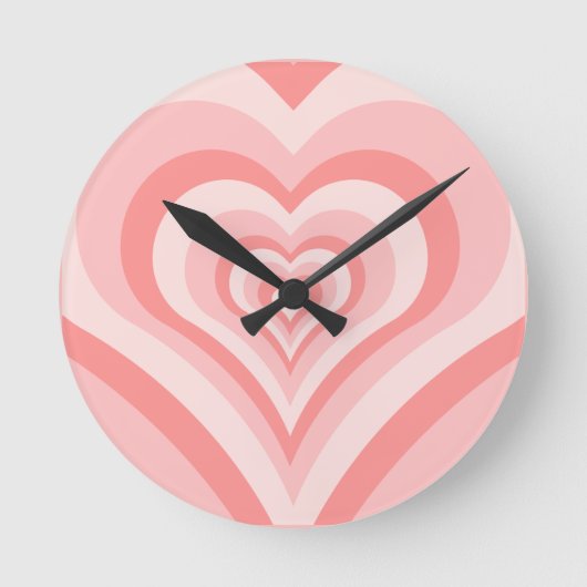 Horloge Ronde Pink Heart Gradient Pattern – Cute Girly Love (Recto)