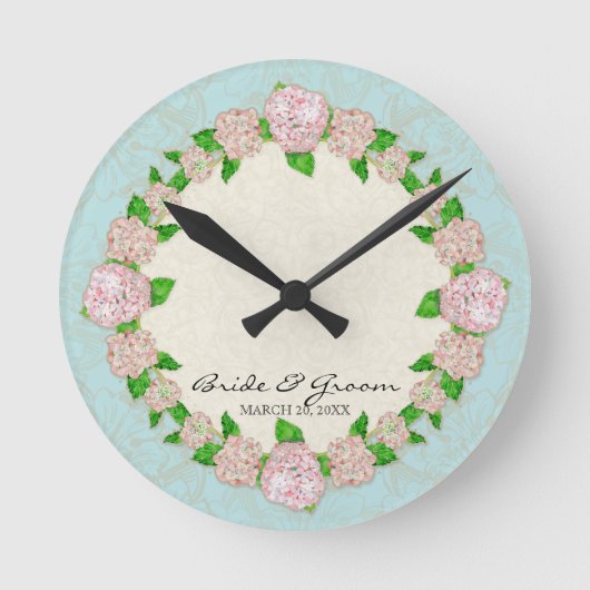 Horloge Ronde Pink Hydrangea Lace Floral Formal Wedding (Recto)