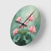Horloge Ronde Pink Lotus Artwork  (Angle)