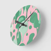 Horloge Ronde Pink Mint Green Melting Drip Pattern Abstract (Angle)