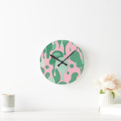 Horloge Ronde Pink Mint Green Melting Drip Pattern Abstract (Maison)