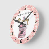 Horloge Ronde Pink Monogram Kitchen Stove Watercolor (Angle)