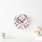 Horloge Ronde Pink Raspberry and Silver Geometric ZigZag (Maison)