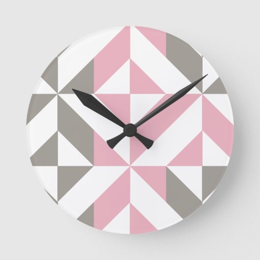 Horloge Ronde Pink Raspberry and Silver Geometric ZigZag (Recto)