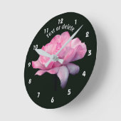 Horloge Ronde Pink Rose Flower Personalized (Angle)