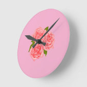 Horloge Ronde Pink roses (Angle)