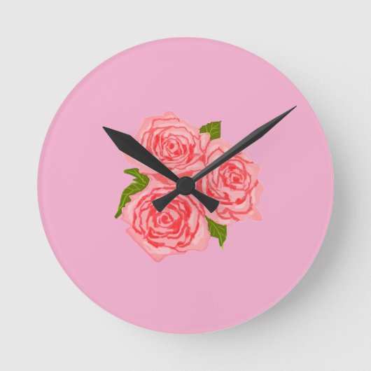 Horloge Ronde Pink roses (Recto)