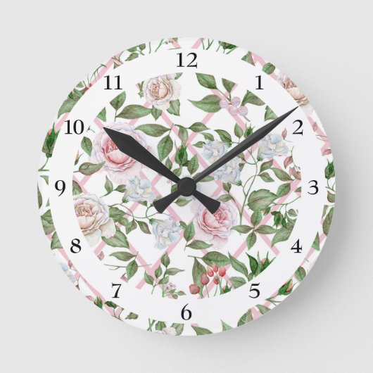 Horloge Ronde Pink Roses (Recto)