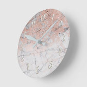 Horloge Ronde Pink Silver Marble Modern Glamour Personalized (Angle)