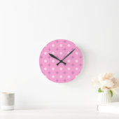 Horloge Ronde Pink Star Petal Dot Pattern (Maison)