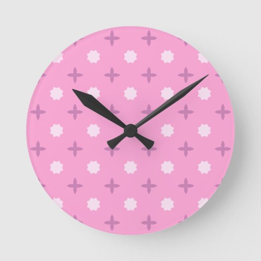 Horloge Ronde Pink Star Petal Dot Pattern (Recto)