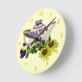 Horloge Ronde Pink Teapot With Flowers (Angle)