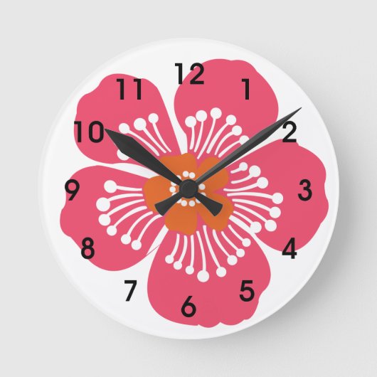 Horloge Ronde Pink Tropical Flower Wall (Recto)