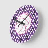 Horloge Ronde Pink volley-ball Purple Chevron Zigzag Wall Clock (Angle)