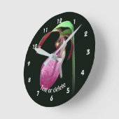 Horloge Ronde Pink Wild Lady Slipper Flower Personalized (Angle)