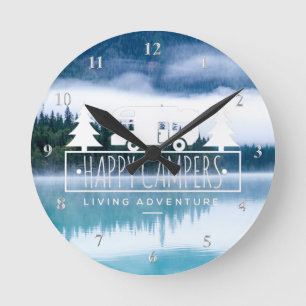 Horloge Ronde Pins campants de Chambre de lac happy Campers rv  
