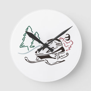Horloge Ronde Pins de Snowmobiler