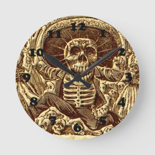 Horloge Ronde Pirate de squelette d'Halloween