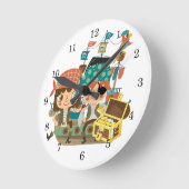 Horloge Ronde Pirates avec le trésor (Angle)