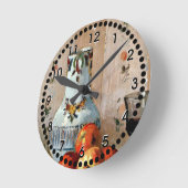 Horloge Ronde Pissarro : Nature morte avec des pommes et un pich (Angle)
