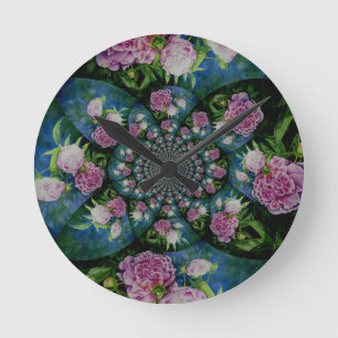 Horloge Ronde Pivoine Mandala