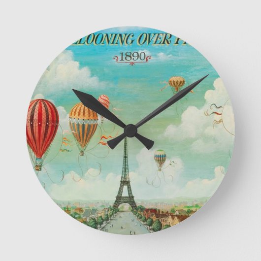 Horloge Ronde PixDezines ballons vintages/eiffel/paris (Recto)