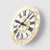 Horloge Ronde PixDezines lys damask/do-it-yourself couleur arriè (Angle)
