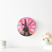 Horloge Ronde PixDezines paris rose/tour eiffel (Maison)