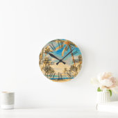 Horloge Ronde PixDezines vintage hawaii beach (Maison)