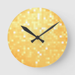 Horloge Ronde Pixel d'or