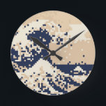 Horloge Ronde Pixel Tsunami 8 bits Pixel Art<br><div class="desc">La Grande Vague au large de Kanagawa (神 奈 川 浪 裏) Vintage 8 Bits Pixel Tsunami Art. Globe Trotters se spécialise dans l'imagerie idiosyncratique du monde entier. Vous y trouverez des Cartes de Voeux,  Cartes Postales,  Posters,  Mousepads et plus encore.</div>