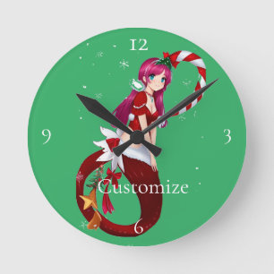 Horloge Ronde Pixie de Noël Mermaid Thunder_Cove