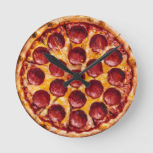 Horloge Ronde Pizza au Pepperoni