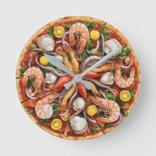 Horloge Ronde Pizza aux fruits de mer