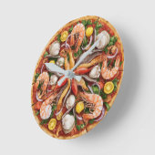 Horloge Ronde Pizza de fruits de mer (Angle)