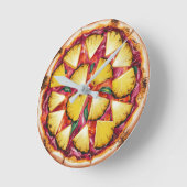 Horloge Ronde Pizza hawaïenne (Angle)
