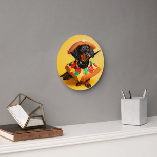 Horloge Ronde Pizza Puppy