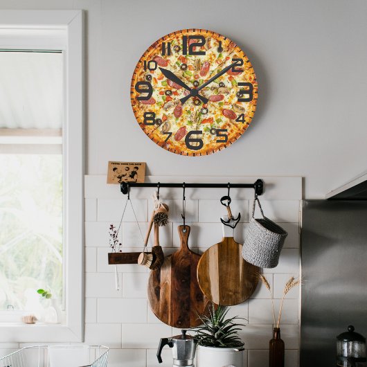 Horloge Ronde Pizza Tranchée