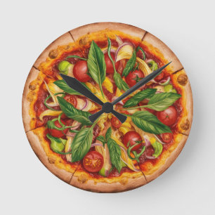 Horloge Ronde Pizza Végétarien