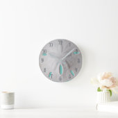Horloge Ronde Plage de sable fin bleu turquoise (Maison)