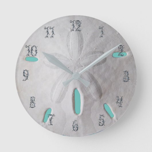 Horloge Ronde Plage de sable fin bleu turquoise (Recto)