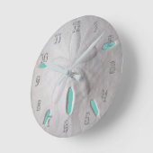 Horloge Ronde Plage de sable fin bleu turquoise (Angle)